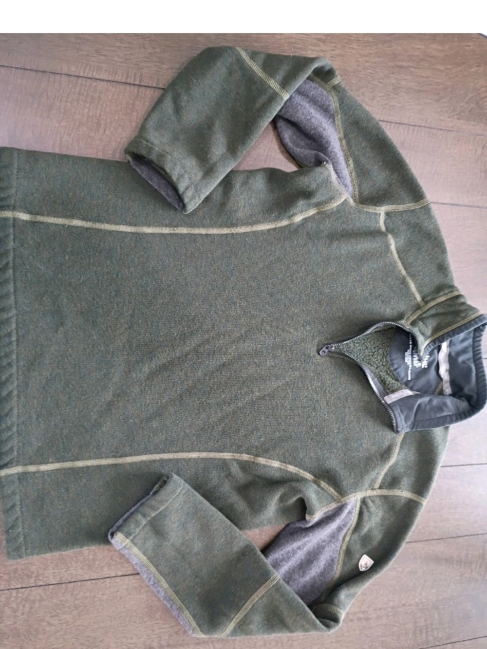 Kuhl Olive Green Kids Quarter-Zip Fleece Hoodie